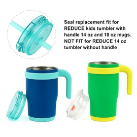 Tumbler Lid Rubber Seal Replacement Compatible with Reduce Kids Coldee 2.0 Mug 14 Oz, 18 Oz, 6Pcs BPA-Free Silicone Gasket Accessories
