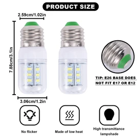 2pcs KEI D34L Light Bulb Replacement for Frigidaire 3.5W LED Refrigerator, AC100-265V Fridge Bulb for Frigidaire FFSS2615TS5 LFSS2612TF0 LFSS2612TF4 FFSS2615TSO Accessories, White Light
