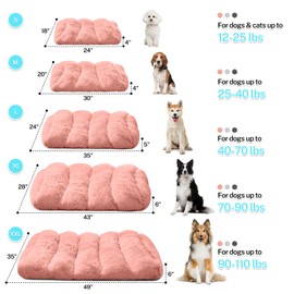 Kudoggy Pink Dog Crate Bed - Large, Calming, Warm Faux Fur Mat - Washable, Fluffy Pet Bed (L, Pink)
