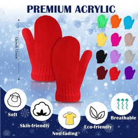 Tarpop 24 Pairs Toddler Knitted Mittens Bulk Winter Kids Stretch Gloves Warm Hand Knit Mittens for Boys Girls(Bright Colors)