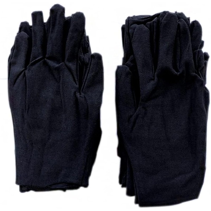 ikeem Cotton Gloves, 100% Pure Cotton, Black/White, Breathable, 6 Pairs
