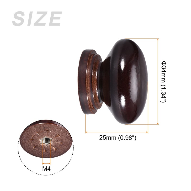 METALLIXITY Round Wood Drawer Knob, (34mm Dia) 5Pcs, Wood Pull