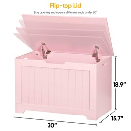 Epetlover Wooden Storage Chest Box with Flip-top Lid & Safety Hinge, Living Room Organizer, Bedroom Bench with 100L Storing Area, Pink