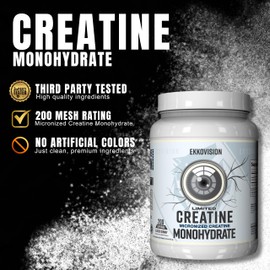 Ekkovision Creatine Monohydrate Powder, Micronized, Glacier Gummy, Pre Workout & Post Workout Supplement for Men & Women, Energy Support, Easy to Mix in Shakes, Smoothies & Beverages, 200 Servings