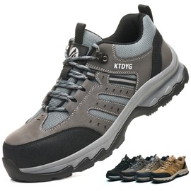 KTDYG Safety Shoes Work Shoes Men Women Lightweight Sporty Steel Toe Cap Shoes Breathable Non-Slip with Steel Toe Cap 37-46 EU, gray, 44 EU