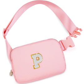 Uygafly Party Favors Bags for Kids 8-12 4-8,Party Gift Bags for Girls Teens,Party Accessories,Prize for Girls Kids,Belt Bag Waist Packs Travel Fanny Pack Crossbody Bags,Initial White P,Peach Bag