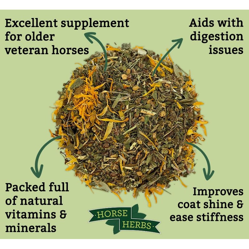 Horse Herbs Healthy Veteran 1kg Bag | 100% Natural Feed