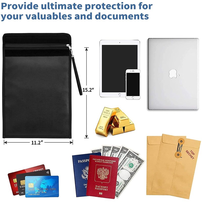 Fireproof Bag(2000℉), 15 x 11 Inches Waterproof and Fireproof Money