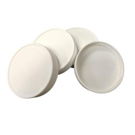 Kitchentoolz 58-400 Airtight White Plastic Lids for Bottles & Jars -Compatible with kitchentoolz Square Glass Milk Bottles 32oz- Pack of 8