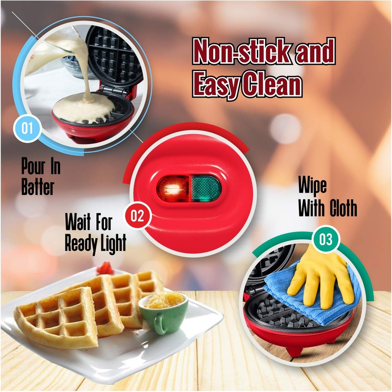 Burgess Brothers Mini Churwaffle Maker - Makes 4-Inch Waffles, Chaffles,