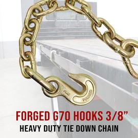 BoxerTool Pack 4-2”x 27’ Chain Ratchet Strap 3/8" Heavy Duty 10,000LBS – G70 Chain End and Grab Hook, Heavy Equipment Hauling