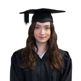 KEPI - Graduation Hat, Premium Laminated Black Fleece with Handmade Tassel, European Manufacturer, Graduation Hat, Graduation Hats, black, S