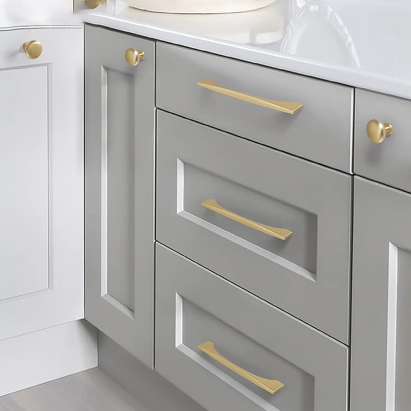 Myxekllo 4 Pack Gold Cabinet Drawer Pulls, Brushed Brass Pulls