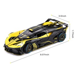 Toy Car Model for Bugatti Compatible with 1:24 Bugatti Bolide Alloy Diecast Car Toy with Lights and music, Pull back Car Toys for Kids Boys Girls Gift (Yellow)