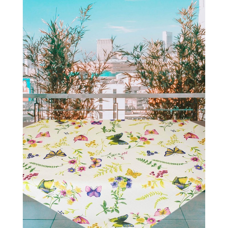 Kamaca Series Butterflies in a Flower Meadow in Cream with