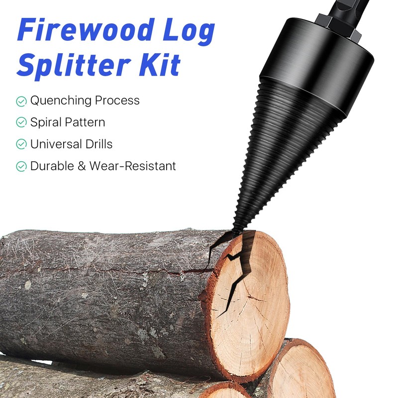 Aemygo 9 Pcs Firewood Splitter Drill Bit Set, 42mm/32mm Firewood