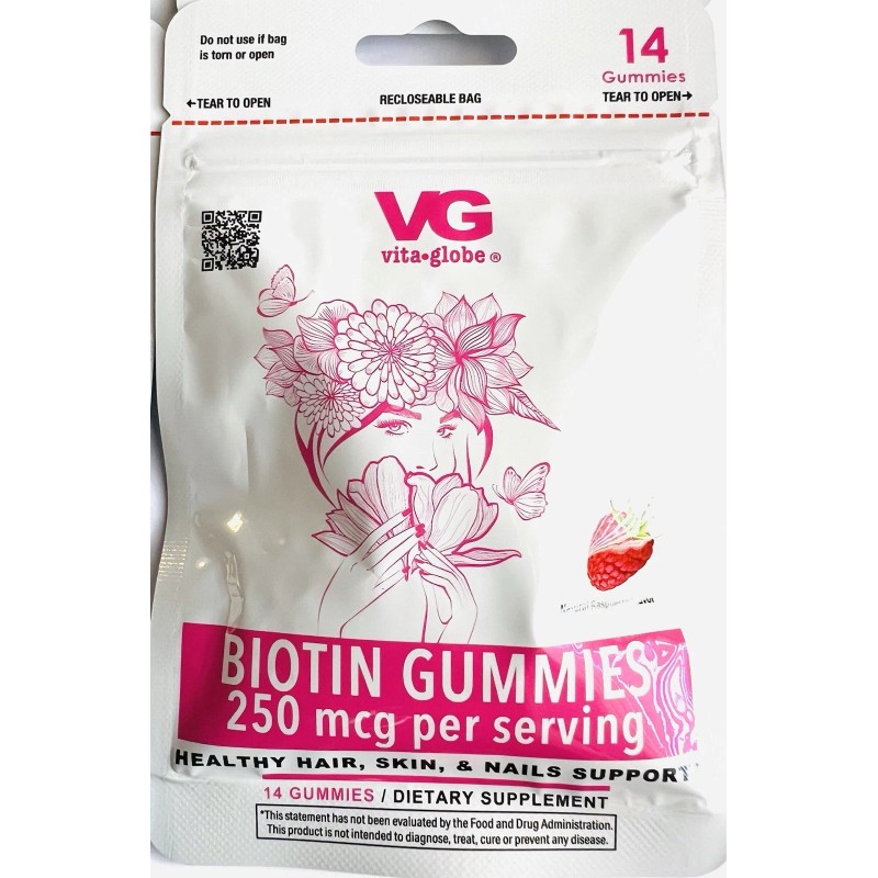 Globe 4PK Vita Globe BIOTIN Gummies 250mcg /14ct Supports Healthy