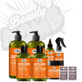 Difeel Argan Beauty Bomb 8-PC Complete Shampoo & Conditioner Complete Collection - Hydrating Shampoos, Conditioners, Treatments & More