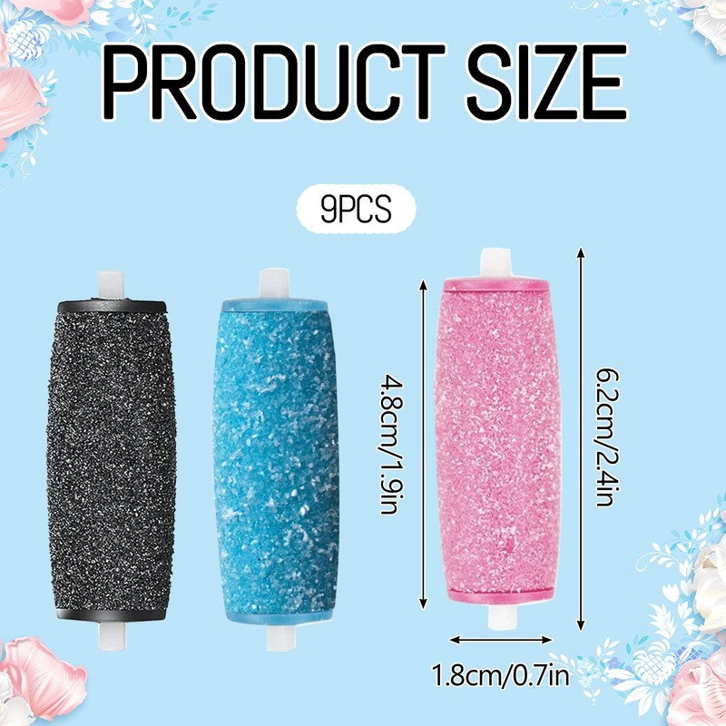 Pack of 9 Mineral Replacement Rollers for Scholl Callus Remover,