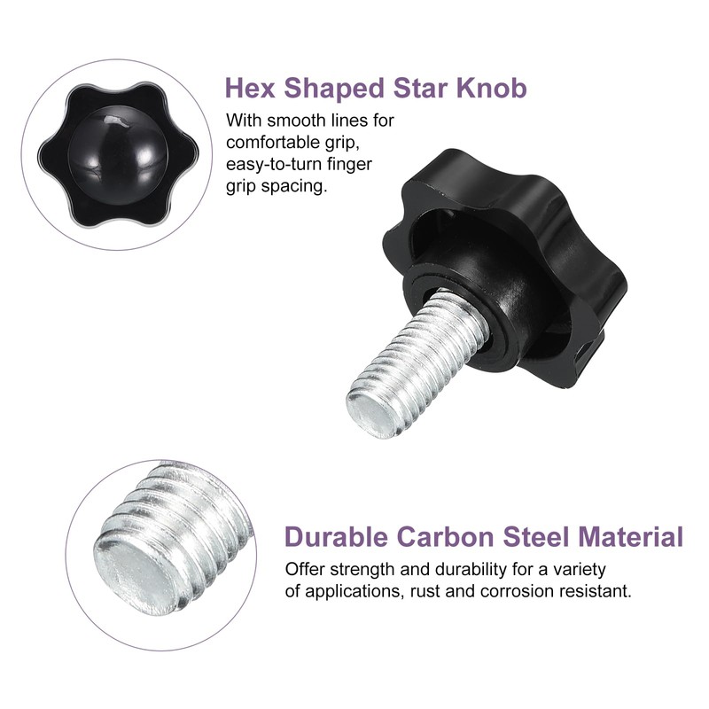 sourcing map 4Pcs M10 x 20mm Star Knobs, Plastic Hex
