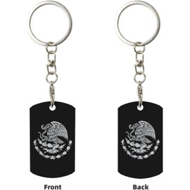 Llavero de la bandera de México para hombres y mujeres, llavero de metal de aluminio, gran regalo, negro, talla única, Negro, One Size