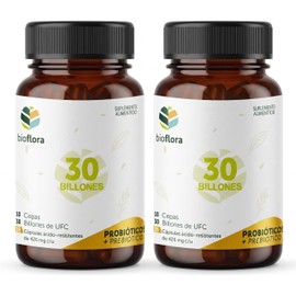 Bioflora 2 PACK Probióticos y Prebióticos en Cápsulas (70 cápsulas de 426 mg)                                                                         