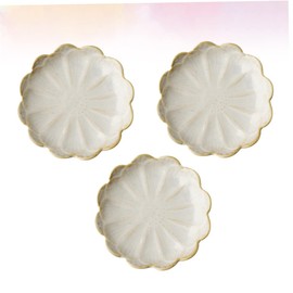 BRIGHTFUFU 3 Pcs Vintage White Sunflower Shaped Ceramic Dipping Plates Seasoning Sauce Dishes for Appetizers Condiments and Mexican Dinnerware Elegant Tableware for Entertaining