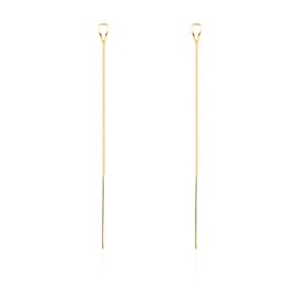 SLUYNZ 925 Sterling Silver Chain Threader Earrings Dangle for Women Teen Girls Long Dangle Earrings Line Earrings Tassel (B-Gold)