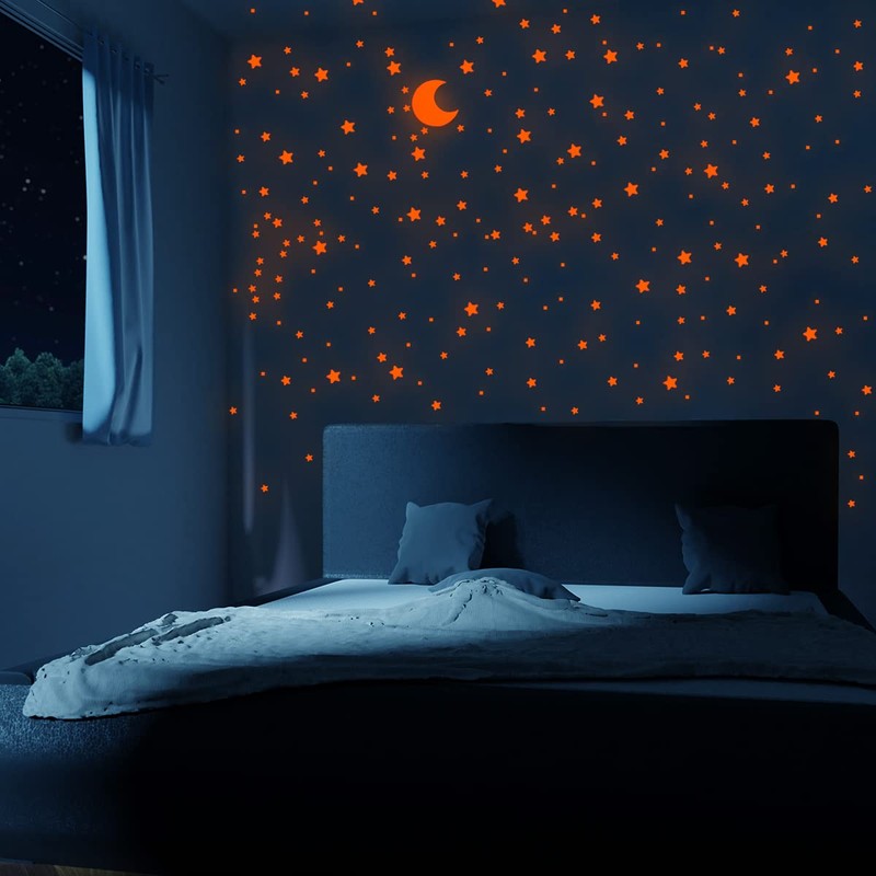 Pink Glow in The Dark Stars Decals Decor for Ceiling,