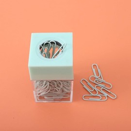 Junfamilee Green Magnetic Paper Cilp Dispenser Holder Clear Acrylic Paper Clip Organizers with Magnetic Top for Desk Cute Office Binder Clip, Hair Clip, Paper Clip Holders