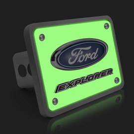 iPick Image Made for Ford Explorer 3D Logo Night Glow Luminescent Billet Aluminum 2 inch Tow Hitch Cover