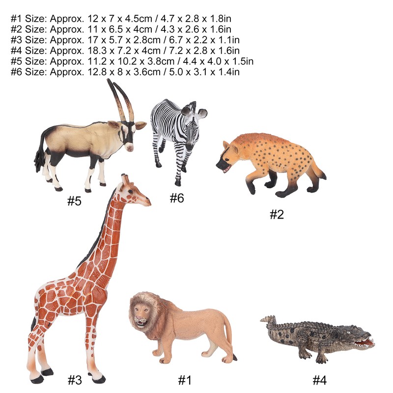 6Pcs Animals Toys Set Simulation Vivid Wild Jungle Zoo Plastic