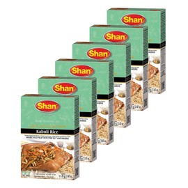 Shan Kabuli Rice Arabic Seasoning Mix 2.46 oz (70g) - Spice Powder for Arabic Mild Pilaf with Pine Nut & Raisins - Suitable for Vegetarians - Airtight Bag in a Box (Pack of 6)