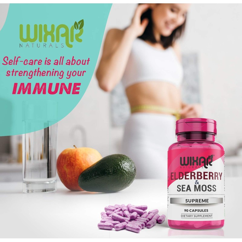 Wixar Naturals Elderberry and Sea Moss Supreme Capsules - Natural