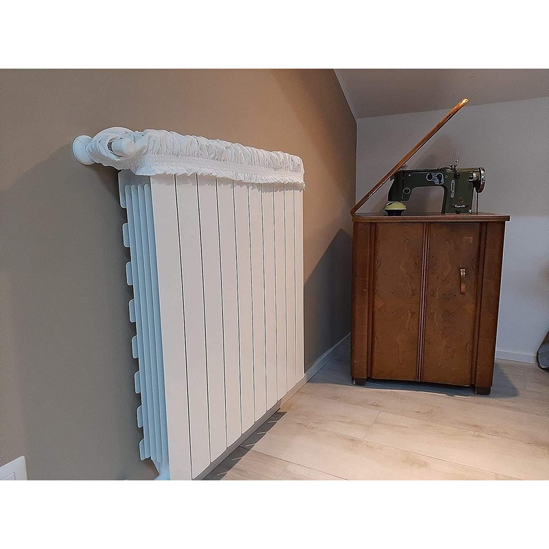 l&j Radiator Cover Elastic Adjustable Modern White Washable Fabric with