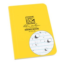 Rite In The Rain Weatherproof Soft Cover Notebook, 3.5" x 5", Yellow Cover, Universal Pattern (No. 374-M)
