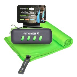 4Monster Microfiber Towel with Carry Case, Super Absorbent Travel Towel, Quick Dry Towel, Camping Towel, Great for Gym, Beach, Swimming, Backpacking and More