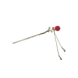 EZ PEACH Hair Claw Stick, Hair Stick, Kanzashi, Flower, Kanzashi Parts, Simple Hair Accessory, Yukata, Yukata, Kimono Accessory (Gold-Rose)