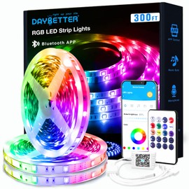 DAYBETTER Led Strip Lights 300ft, Color Changing Led Light Strip with Remote Control, RGB Strip Lighting Suitable for Home Decor, Living Room, Kitchen, Home Party Decoration, 24V (3 Rolls of 100ft)