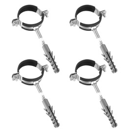 Pack of 12 Pipe Clamps 50 mm: 4 Screw Pipe Clamps + 4 Dowels + Hanger Screws, Pipe Holder, Pipe Mounting, Wall Hose Clamp with Rubber Insert for Plumbers, Round Pipes, Ventilation Ducts