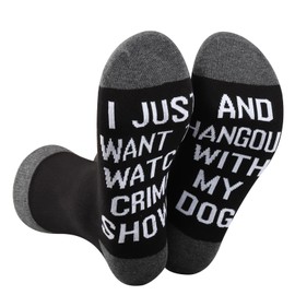 JNIAP True Crime Socks Dog Lover Socks I Just Want To Watch Crime Shows And Hangout With My Dog Socks, To Watch Crime Sock, Large