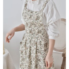 Hawholm Japanese apron Women-Cross Back Apron for Women with Pockets, Pinafore Aprons, Womens Cotton Linen Apron