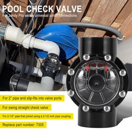 Pool Check Valve Replaces for Jandy 7305 valve, 2” to 2 1/2”, Prevents Water Backflow for Pool & Spa Systems, Clear Cover for Easy Inspection