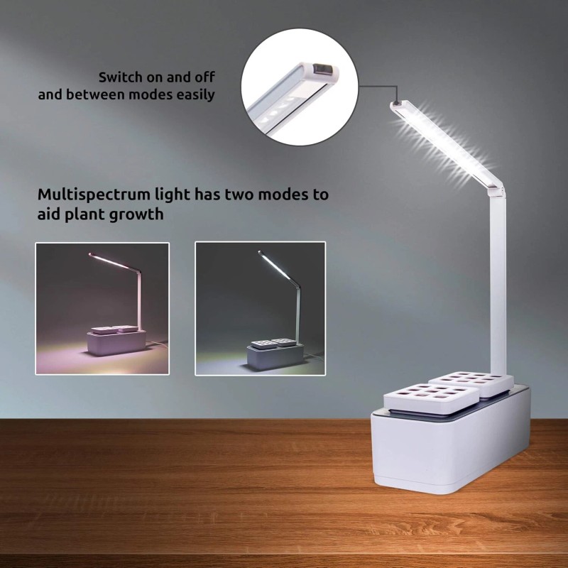 Mindful Design Hydroponic Herb Garden Multi-Spectrum LED Desktop Growing Light