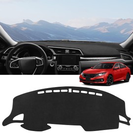ZZEQYG Dash Cover for Honda Civic 2016 2017 2018 2019 2020 2021 Accessories Flannel Dashboard Cover 10th gen Civic Dash Mat Center Console Cover Sunshield Protector Pad