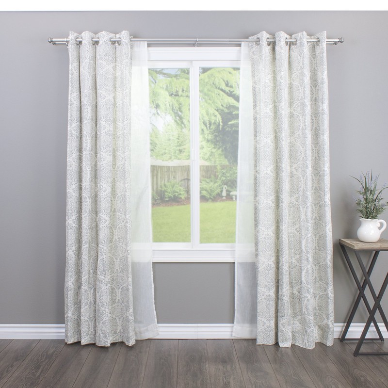 Decopolitan Urn Telescoping Double Drapery Rod Set, 36-72", Antique Silver