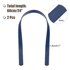 MECCANIXITY 2pcs 24 Inch (60cm) Leather Purses Straps Handbag Belt Band Bag Handles for Purse Wallet Tote Making, Navy Blue