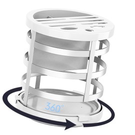 Knife Block Without Knives, VSIAISV Universal Knife Holder and Kitchen Utensil Holder Stainless-Steel and PP Knives Storage 10 Slots with Rotating Countertop Large Capacity Knife Organizer (White)