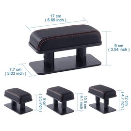 ATMOMO Adjustable Height Car Armrest Left Elbow Support Pad Anti-Fatigue Car Door Armrest Rest Pad (Black with Red Line)