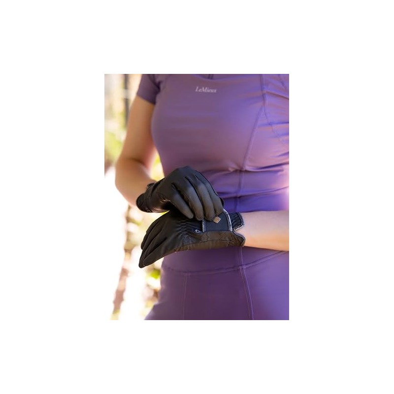 LeMieux Unisex Classic Leather Riding Gloves in Black - Breathable